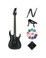 Ibanez 6-String Solid-Body Electric Guitar Kit with Strap, Capo, Picks Set & Cloth, Right-Handed, Black Night