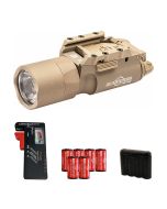 SureFire X300 Ultra Tan Light with Rail-Lock, 4×123A Batteries, Tester & Case Bundle