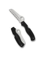 Spyderco Atlantic Salt® Black FRN Handle Knife, H-2 Steel Serrated Sheepfoot Blade with Back Lock