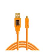 Tether Tools TetherPro 15' USB 2.0 to Mini-B 8-Pin Cable, Fully Shielded, High-Visibility Orange