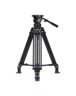 Benro BV10 Twin-Leg Aluminum Tripod Kit, 22 lb Load, 100mm Bowl, 64.4 Inch Max Height, Fluid Head
