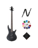 Ibanez GSR200BWK 4-String Right-Hand Bass with POWERPAD Strap, Waith Picks & Cloth, Weathered Black Finish
