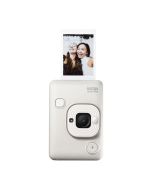 Fujifilm INSTAX MINI Liplay Hybrid Instant Camera, 28mm f/2 Lens, Bluetooth, QR Audio, Misty White