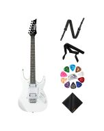 Ibanez GRX20WWH Electric Guitar (White) Kit – Strap, Capo, Picks Organizer & Cleaning Cloth Included