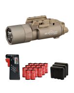 SureFire X300T-A Turbo Tan Light with Lever Latch, 12×123A Batteries, Tester & 3 Cases Bundle