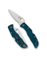 Spyderco Endela® Lightweight Knife, 3.41In K390 Steel PlainEdge Blade, Blue FRN Handle, Back Lock