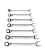 Gearwrench 7 Piece 72-Tooth 12 Point Reversible Ratcheting Combination SAE Wrench Set with Tool Roll