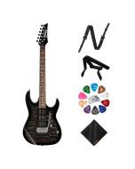 Ibanez Right-Hand Electric Guitar (Transparent Black Sunburst) Kit – Strap, Capo, Picks Organizer & Cloth Included