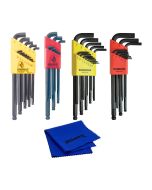 Bondhus 20599 Hex Key Set with 2019 Hex Key Set and Waith Cleaning Cloth, Standard & Stubby