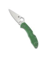 Spyderco Delica 4 Lightweight Knife, 2.9In VG-10 Steel PlainEdge Blade, Green FRN Handle, Lockback Design