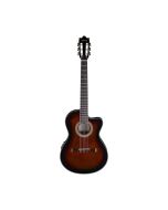 Ibanez Acoustic/Electric Thin-Line Classical Guitar with Spruce Top, Dark Violin Sunburst, GA35TCE