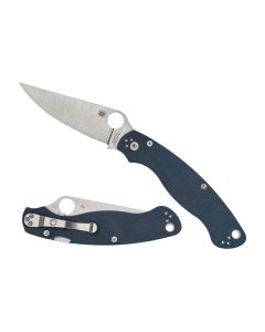 Spyderco Military 2 Folding Knife, Satin Blade, Plain Edge, Full-Flat Grind, Cobalt Blue G10 Handle