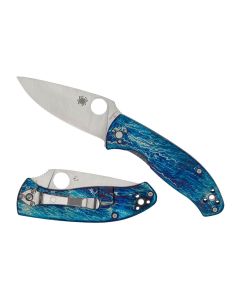 Spyderco Tenacious® R.I.L. Disarray™ Pocket Folding Knife, PlainEdge™, Satin Blade, Blue Handle