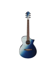 Ibanez AEW Series Acoustic/Electric Guitar, Flamed Maple/Sapele Indigo Sunset Fade, AEWC32FM