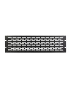 On-Stage 3U Vented Rack Panel, Steel Construction with Flanged Design for Airflow, Black, RPV3000