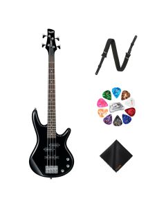 Ibanez GSRM20 miKro Short-Scale 4-String Right-Hand Bass with POWERPAD Strap, Waith Picks & Cloth, Black Finish