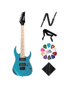 Ibanez GRG7221MMLB 7-String Electric Guitar Kit with Strap, Capo, Picks Set & Cleaning Cloth, Metallic Light Blue