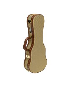 Stagg Vintage-Style Tweed Deluxe Hardshell Case for Soprano Ukulele, Padded Handle, Gold, GCX-UKS GD