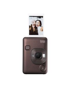 Fujifilm INSTAX MINI Liplay Hybrid Instant Camera, 28mm f/2 Lens, Bluetooth, QR Audio, Deep Bronze