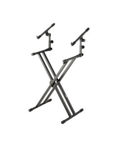 On-Stage Double-X Ergo Lok Keyboard Stand with Second Tier, Holds Two Keyboards, KS7292