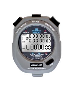 Ultrak 496 Plastic Stopwatch Timer, 500-Lap Memory, Dual Split Recall, Water-Resistant, Gray