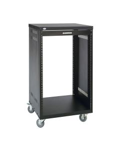 Samson Steel Studio Rack Stand with Locking Casters, Steel Frame & Flanged Blank Panel