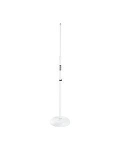 On-Stage Round Base Microphone Stand, Stable Weighted Base for Clean Look on Stage, White, MS7201W-BB