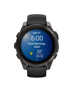 Garmin fenix® 8 – 47 mm AMOLED Multisport Smartwatch, Sapphire, Carbon Gray DLC Titanium with Black/Pebble Gray Silicone Band