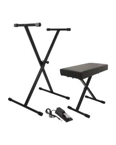 OnStage Keyboard Stand, Bench & Sustain Pedal Kit, Foldable, Adjustable, 300 lb Capacity, KPK6550