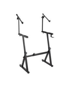 On-Stage Z Keyboard Stand with Second Tier, Holds 2 Keyboards, Height Adjustable, Black, KS1365