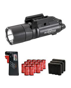 SureFire X300T-B Turbo Black Light with Thumbscrew, 12×123A Batteries, Tester & 3 Cases Bundle