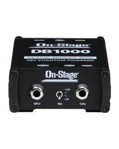 On-Stage Active Mono DI Box, Adapts Unbalanced Hi-Z to Balanced Lo-Z, DB1000