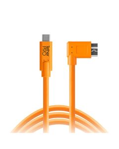 Tether Tools TetherPro 15' USB-C to 3.0 Micro-B Right Angle Cable, 5 Gbps, High-visibility Orange