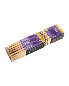 On-Stage Hickory 2B Wood Tip Drumsticks, Hickory Wood for Medium Weight and Mild Flexibility, 12 Pairs, HW2B