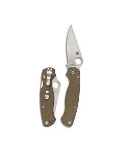 Spyderco Para Military® 2 Knife, 3.47In CPM Cru-Wear Steel Blade, Brown Micarta Handle, PlainEdge, C81MPCW2