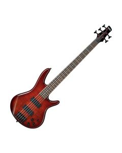 Ibanez 5-String Bass Guitar, Right-Handed, Spalted Maple Top, Rosewood Fretboard, Brown, GSR205SMCNB