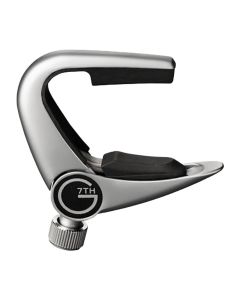 G7th Newport 3 String Capo With Flip Lever, Tension Adjustment, Open-Style Tuning, Partial Silver
