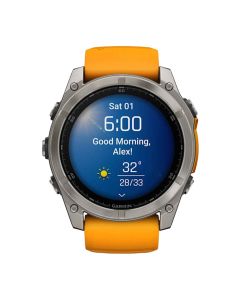 Garmin fenix® 8 – 51 mm AMOLED Multisport Smartwatch, Sapphire, Titanium with Spark Orange/Graphite Silicone Band