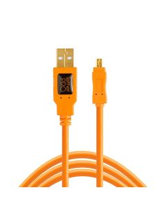 Tether Tools TetherPro 15' USB 2.0 to Mini-B 8-Pin Cable, Fully Shielded, High-Visibility Orange