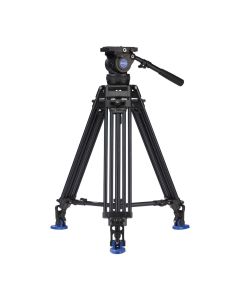 Benro BV10 Twin-Leg Aluminum Tripod Kit, 22 lb Load, 100mm Bowl, 64.4 Inch Max Height, Fluid Head