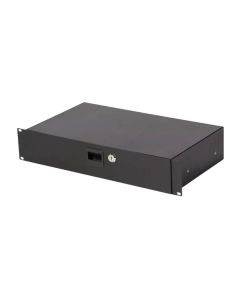 On-Stage 2U Shallow Locking Rack Drawer, Sturdy & Lockable for Rackmount Gear, Black, RDLS2000
