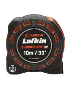 Lufkin 1-1/4-Inch x 10m/33-ft. Shockforce™ G2 Tape Measure, Diamond Coated End Hook, Bolstered Case