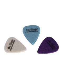 On-Stage Felt Ukulele Picks, 3-Pack, Soft Felt Material for Smooth Strumming, White Blue Purple, UPK300