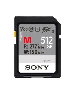 Sony 512 GB M Series UHS-II SDXC Memory Card, V60, 277 MB/s Read Speed, IP57 Rated