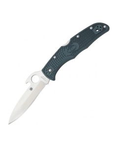 Spyderco Endura 4 Wave Knife, 3.8In VG-10 PlainEdge Blade, Gray FRN Handle, Lockback Design
