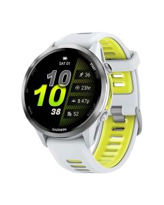 Garmin Forerunner® 970 Running Smartwatch with GPS, Titanium with Whitestone Case and Whitestone/Translucent Amp Yellow Band
