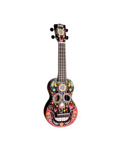 Mahalo Ukuleles MA1HEBK Art Series Soprano Ukulele, Graph Tech NuBone XB Saddles, Skull