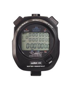 ULTRAK Plastic 100-Lap Memory Stopwatch Timer with Dual Split Recall, Water-Resistant, Black, 495