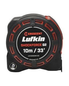 Lufkin 1-1/4-Inch x 10m/33-ft. Shockforce™ G2 Magnetic Tape Measure, Diamond Coated End Hook