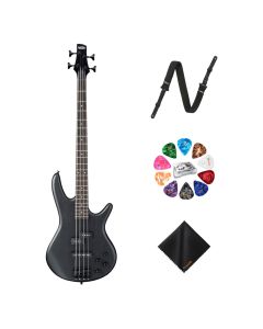Ibanez GSR200BWK 4-String Right-Hand Bass with POWERPAD Strap, Waith Picks & Cloth, Weathered Black Finish